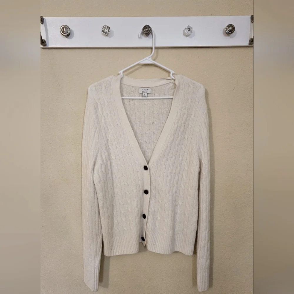J Crew Cable knit cardigan sweater Size L